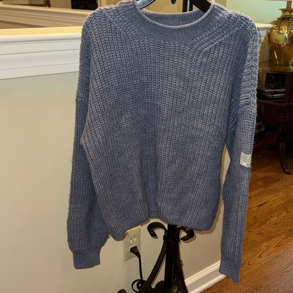 BDG Textured Knit Crewneck Sweater in Blue